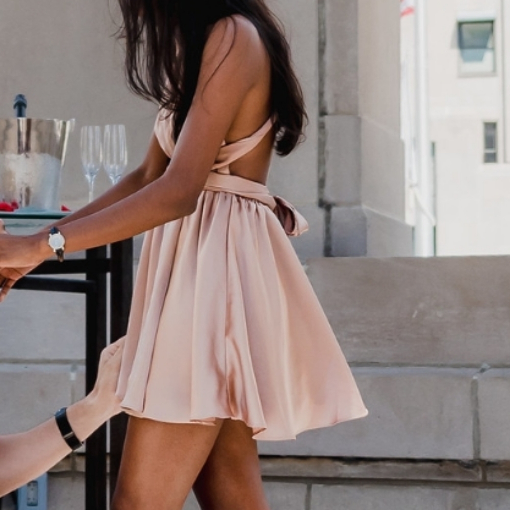 Akira Multiway Mini Blush Rose Gold Dress